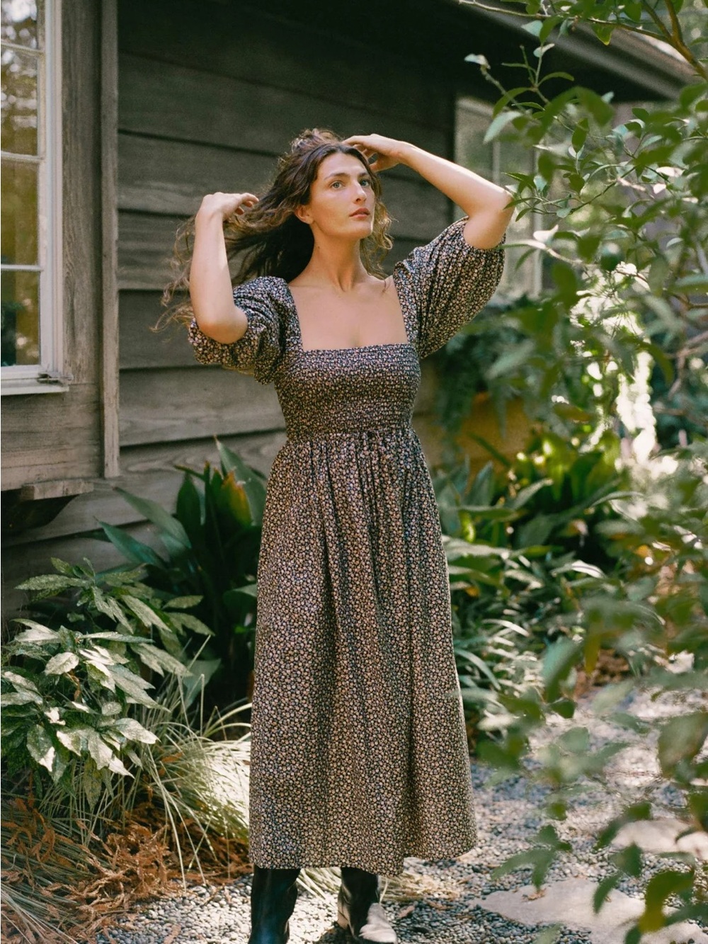 Christy Dawn katrina noir harvest Smocked Midi Dress